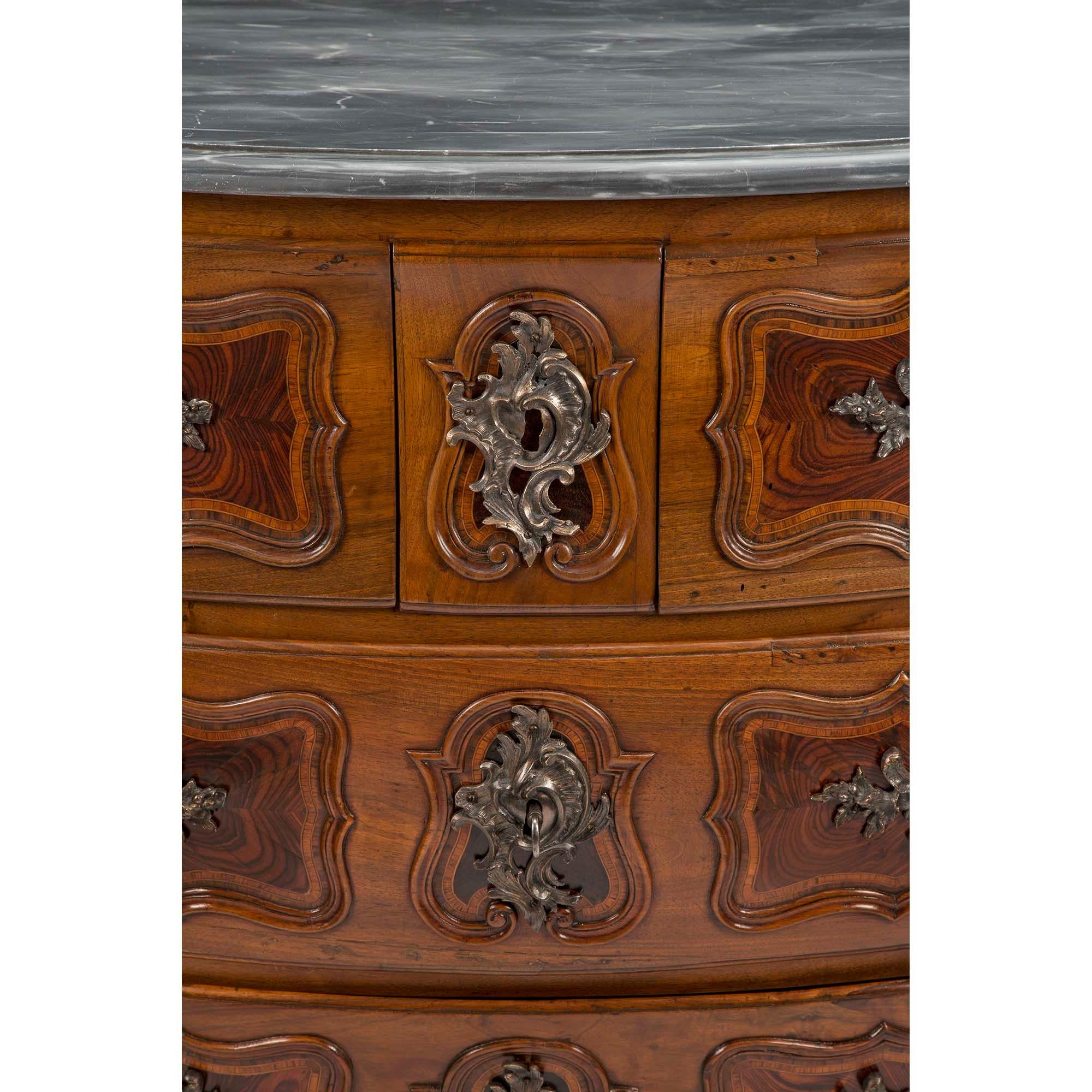 Marble French Early 18th Century Louis XV Period Walnut Commode De Chateau For Sale