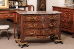 French Early 18th Century Regence Kingwood Commode with Marble Top