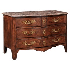 French Early 18th Century Regence Kingwood Commode with Marble Top