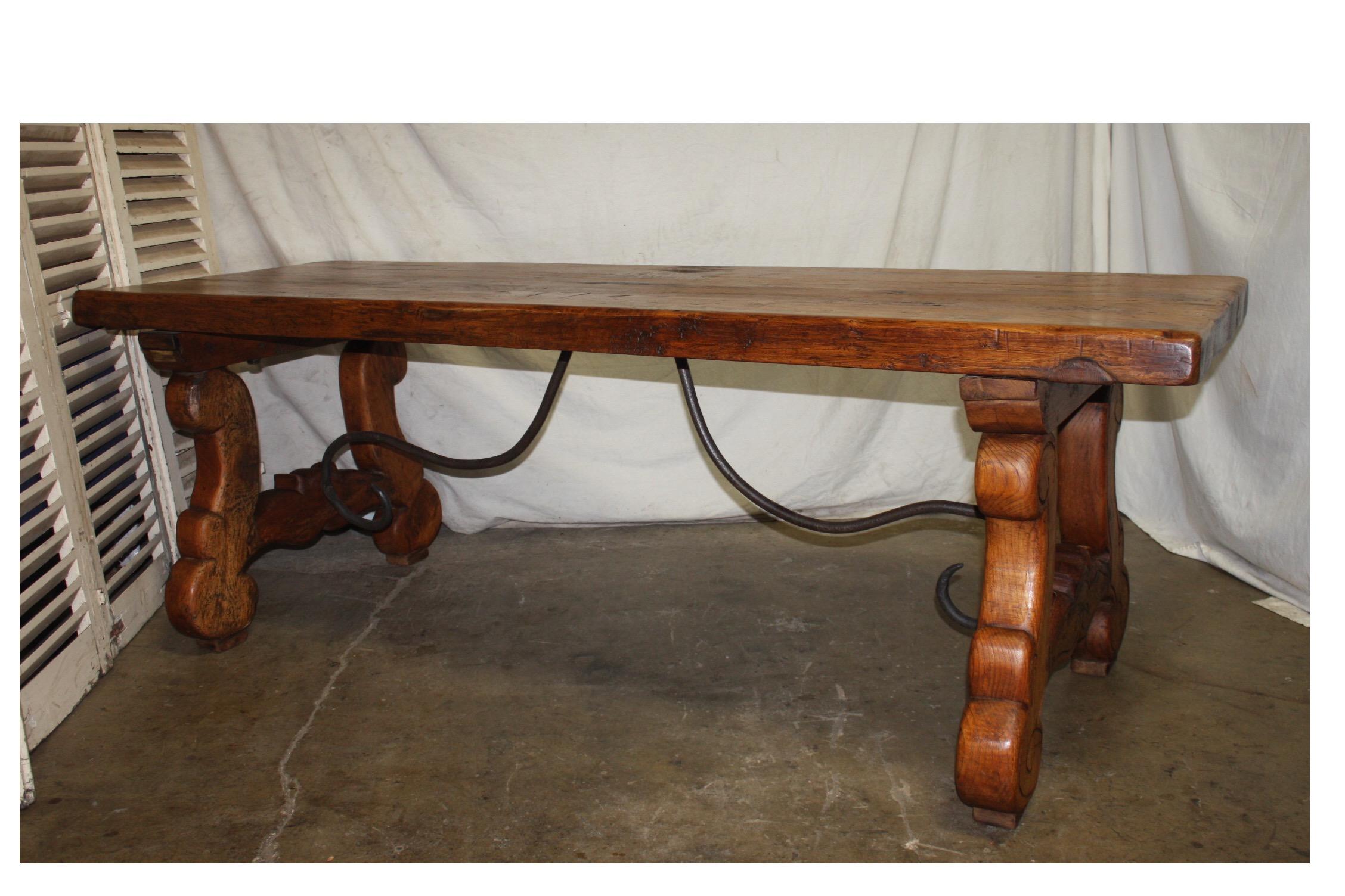 French early 18th century trestle table.