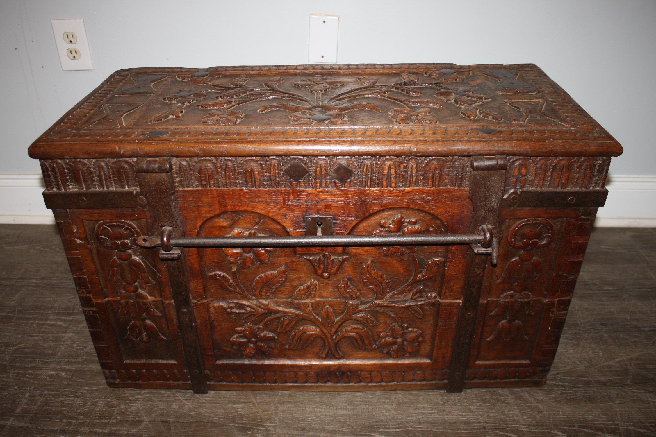 Iron French Early 18th Century Trunk For Sale