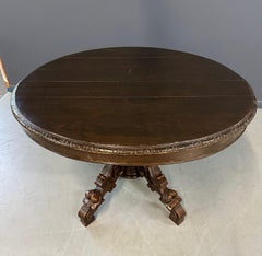French early 1900s Carved Country Dining Room Table in Fruitwood