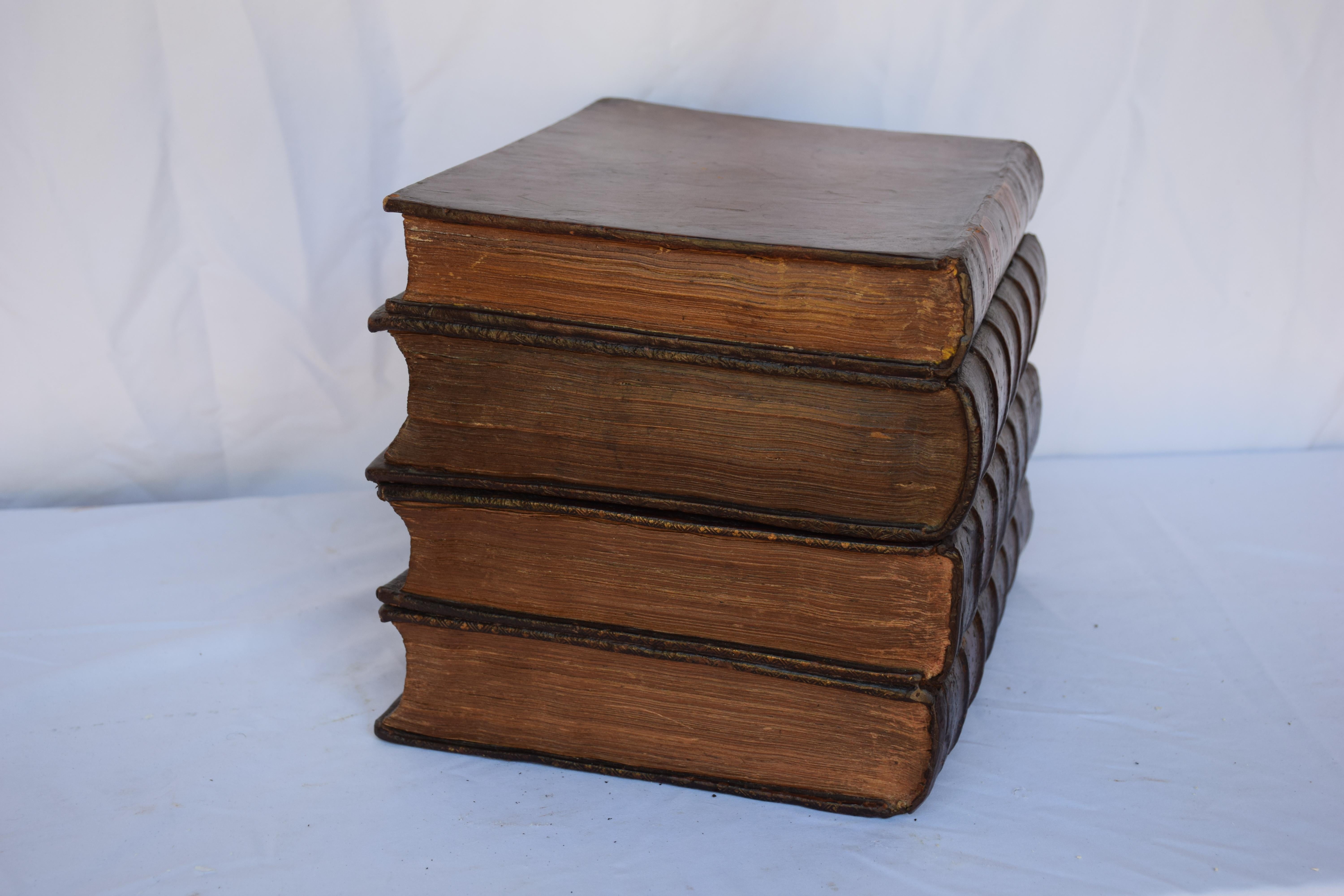 French Early 1900s Stack of Leather Books Tantalus Liquor / Drinks Box For Sale 5
