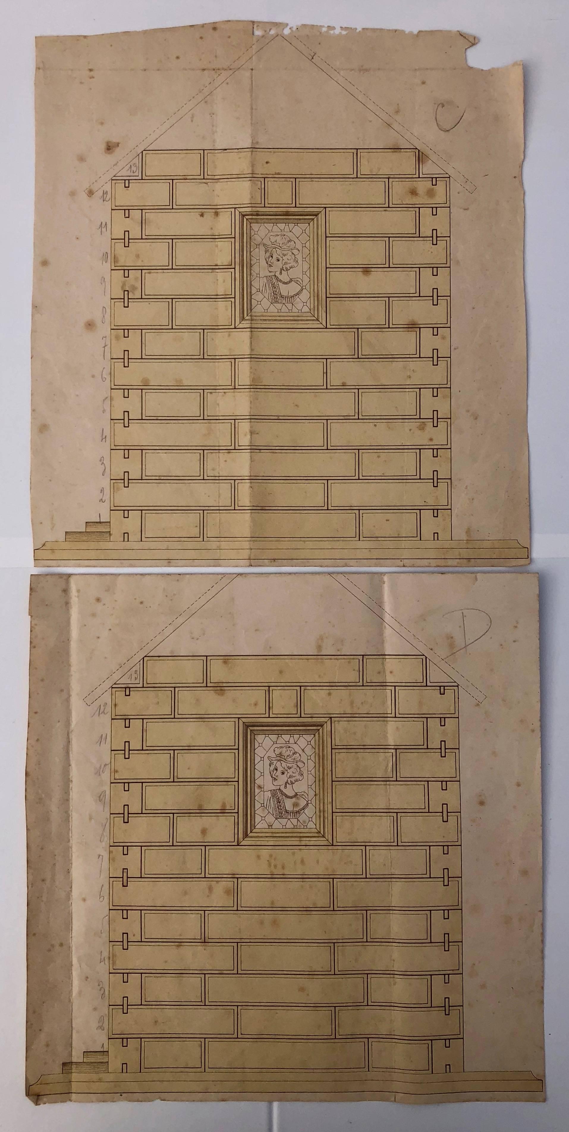 French Early 1900s Wooden Construction Game, Beautiful Architectural Details For Sale 2