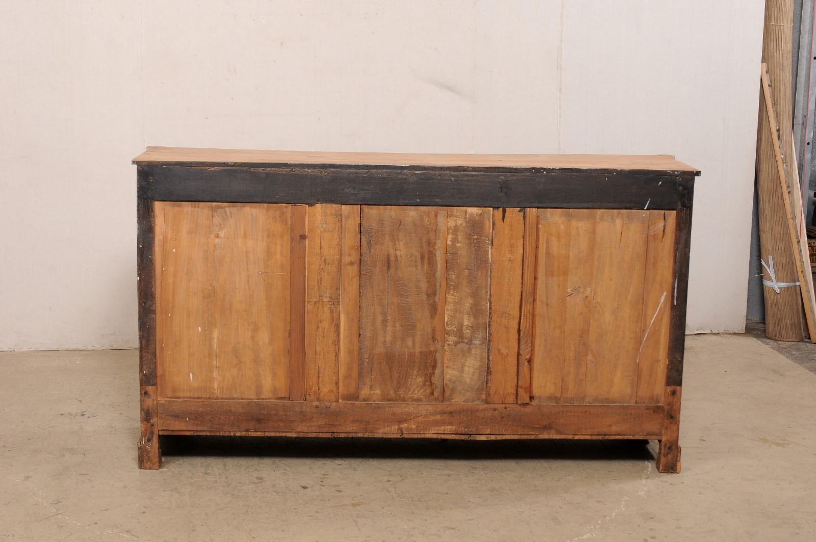 French Early 19th C. Bleached Cherry Wood Buffet Console W/Diamond Panel Accents For Sale 1