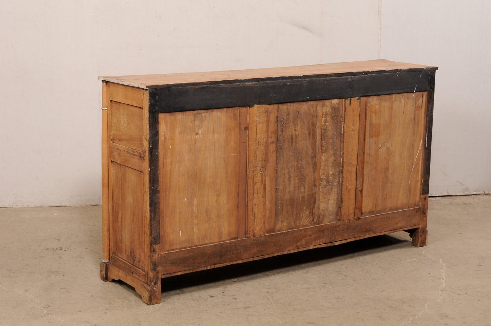 French Early 19th C. Bleached Cherry Wood Buffet Console W/Diamond Panel Accents For Sale 2