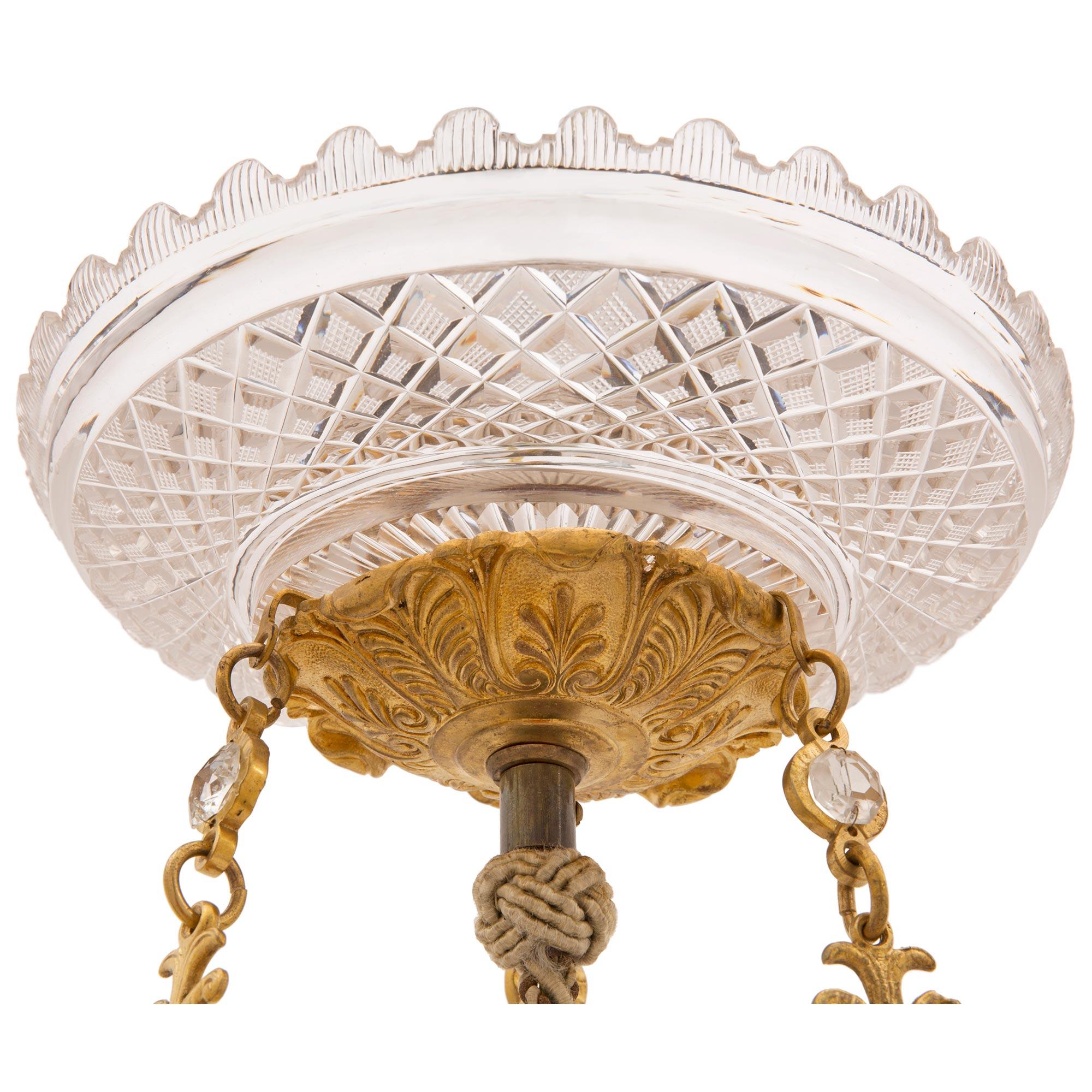 French Early 19th Century 1st Empire Period Baccarat Crystal & Ormolu Chandelier In Good Condition For Sale In West Palm Beach, FL