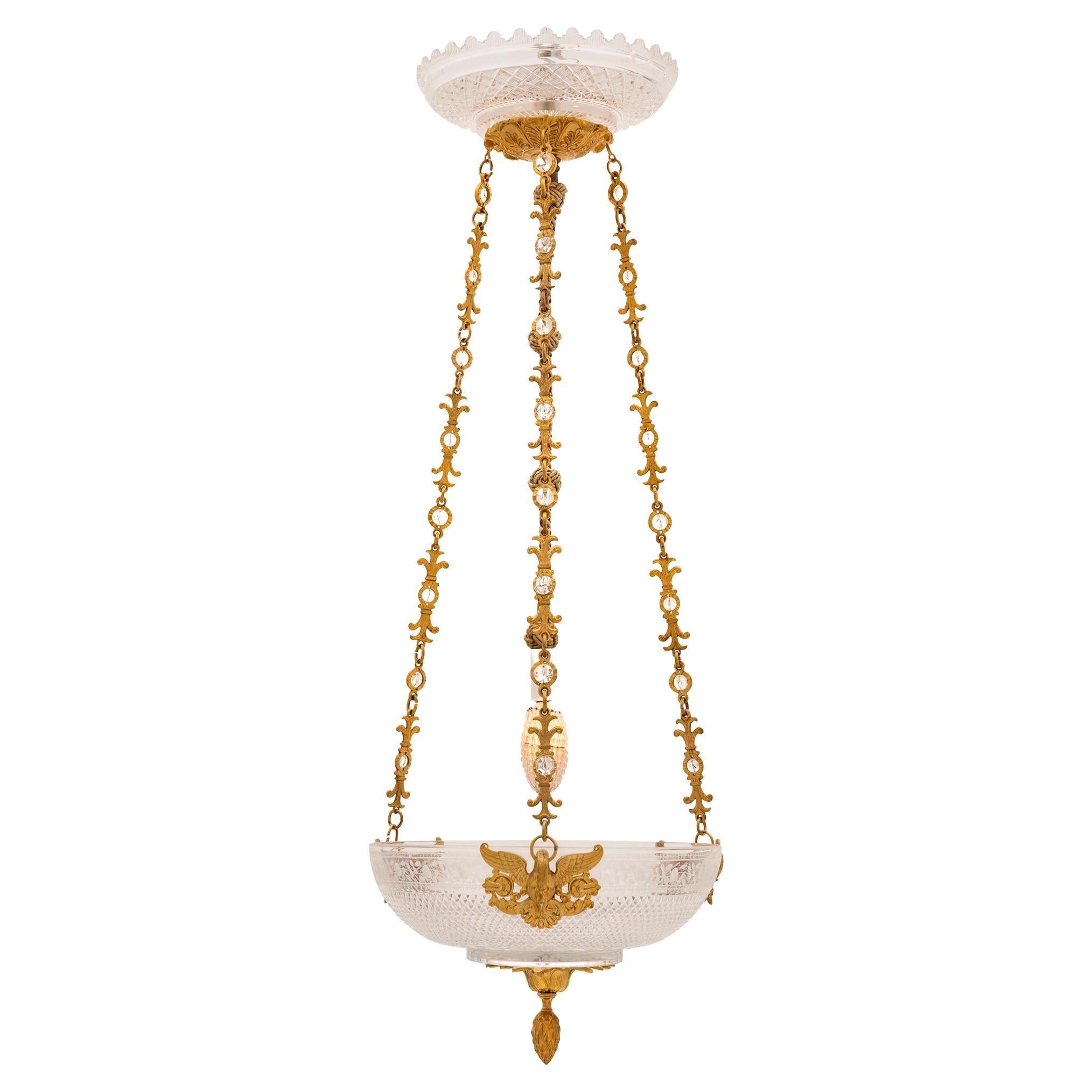 Französisch Anfang 19. Jahrhundert 1. Empire Periode Baccarat Kristall & Ormolu Kronleuchter