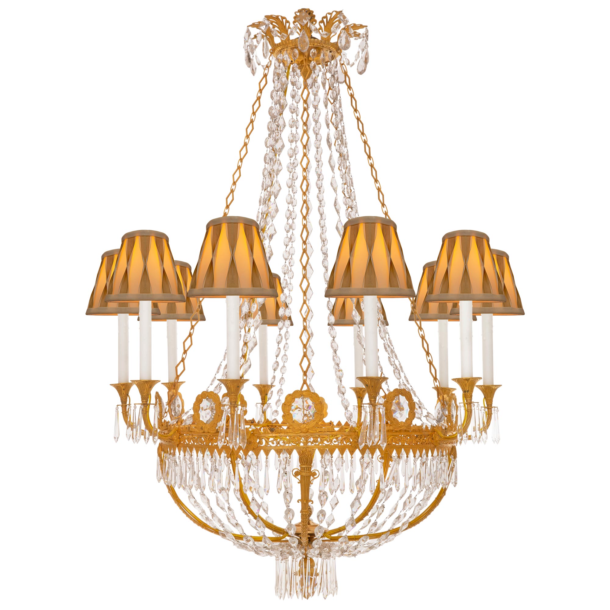 French Early 19th Century 1st Empire Period Crystal and Ormolu Chandelier For Sale