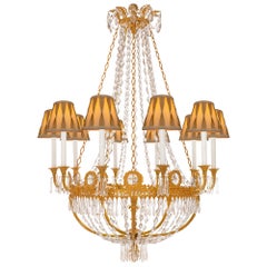 French Early 19th Century 1st Empire Period Crystal and Ormolu Chandelier
