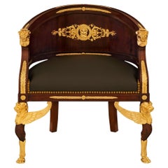 French early 19th century 1st Empire Period Mahogany and Ormolu armchair