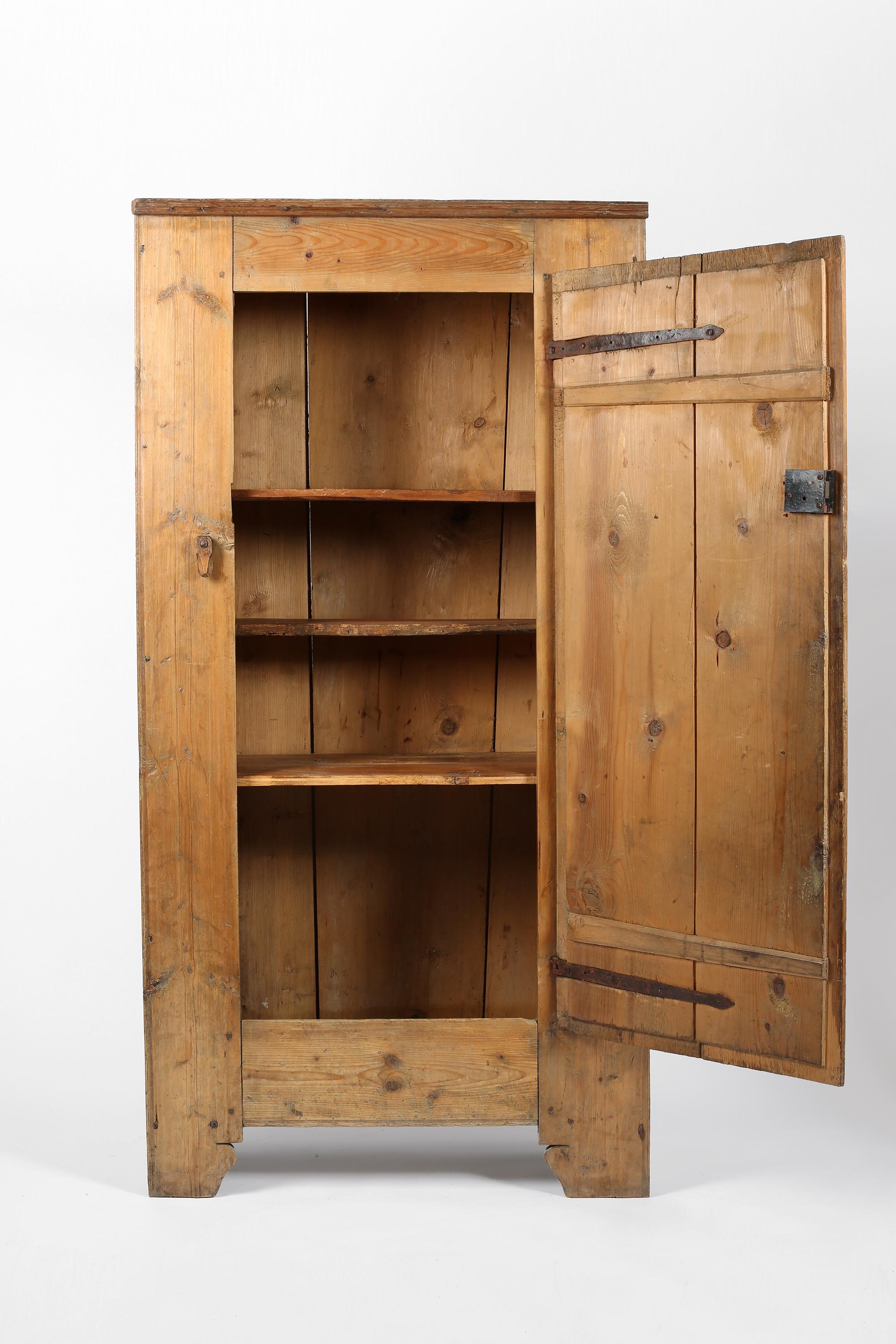 Carved French Early 19th Century Alpine Mountain Cupboard Primitive Wabi-Sabi For Sale