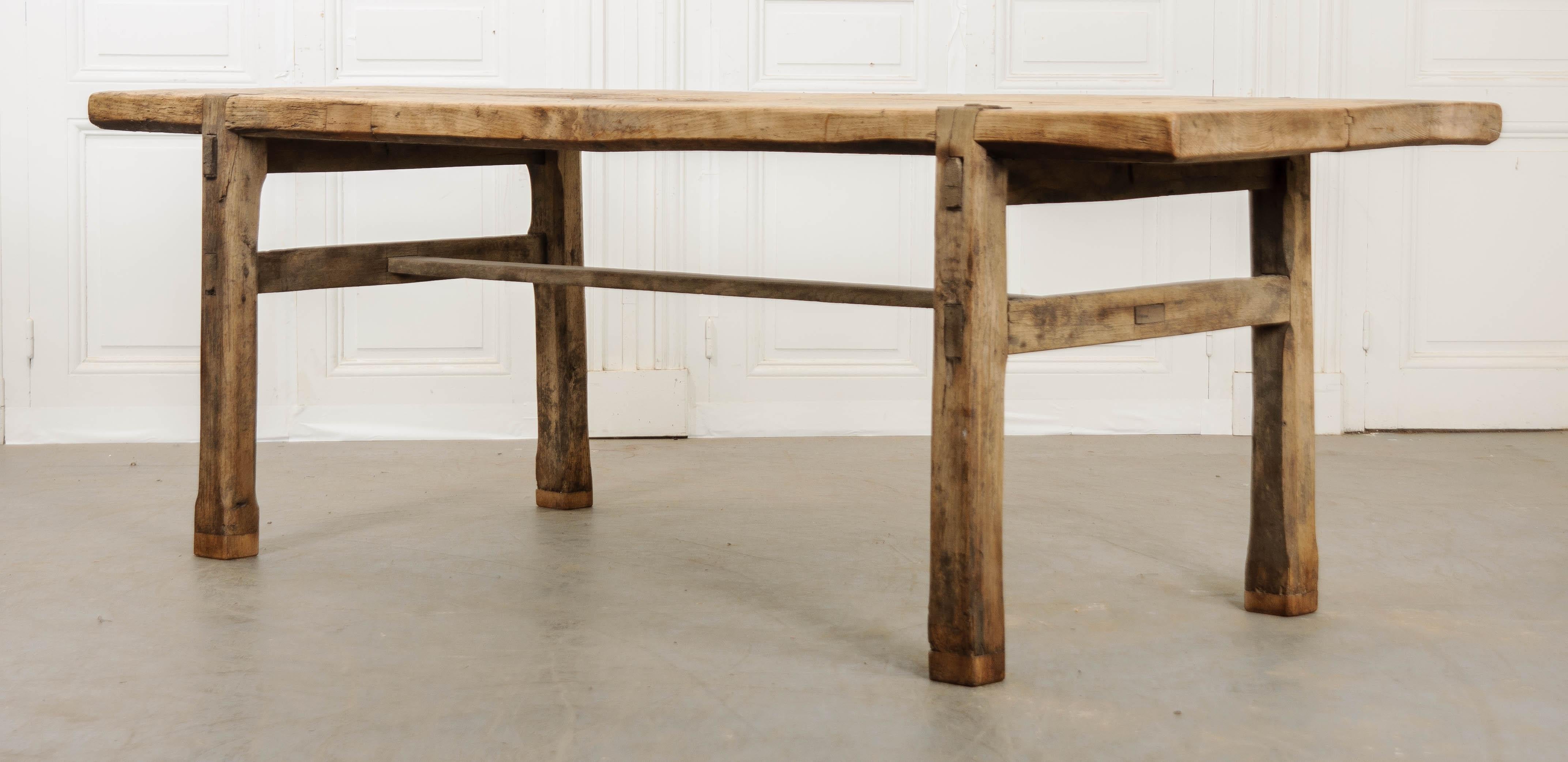 French Early 19th Century Bleached Oak Farm Table 6