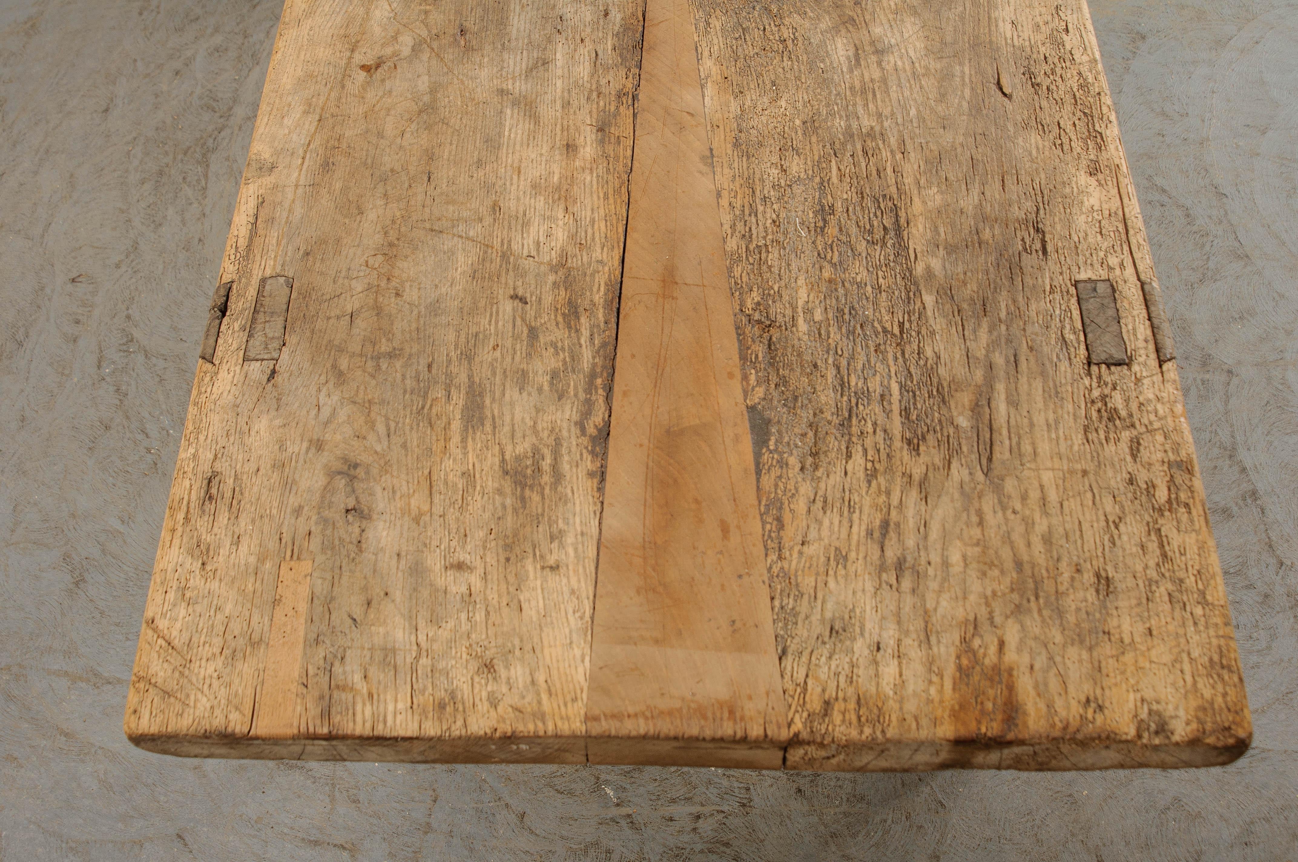 French Early 19th Century Bleached Oak Farm Table 2