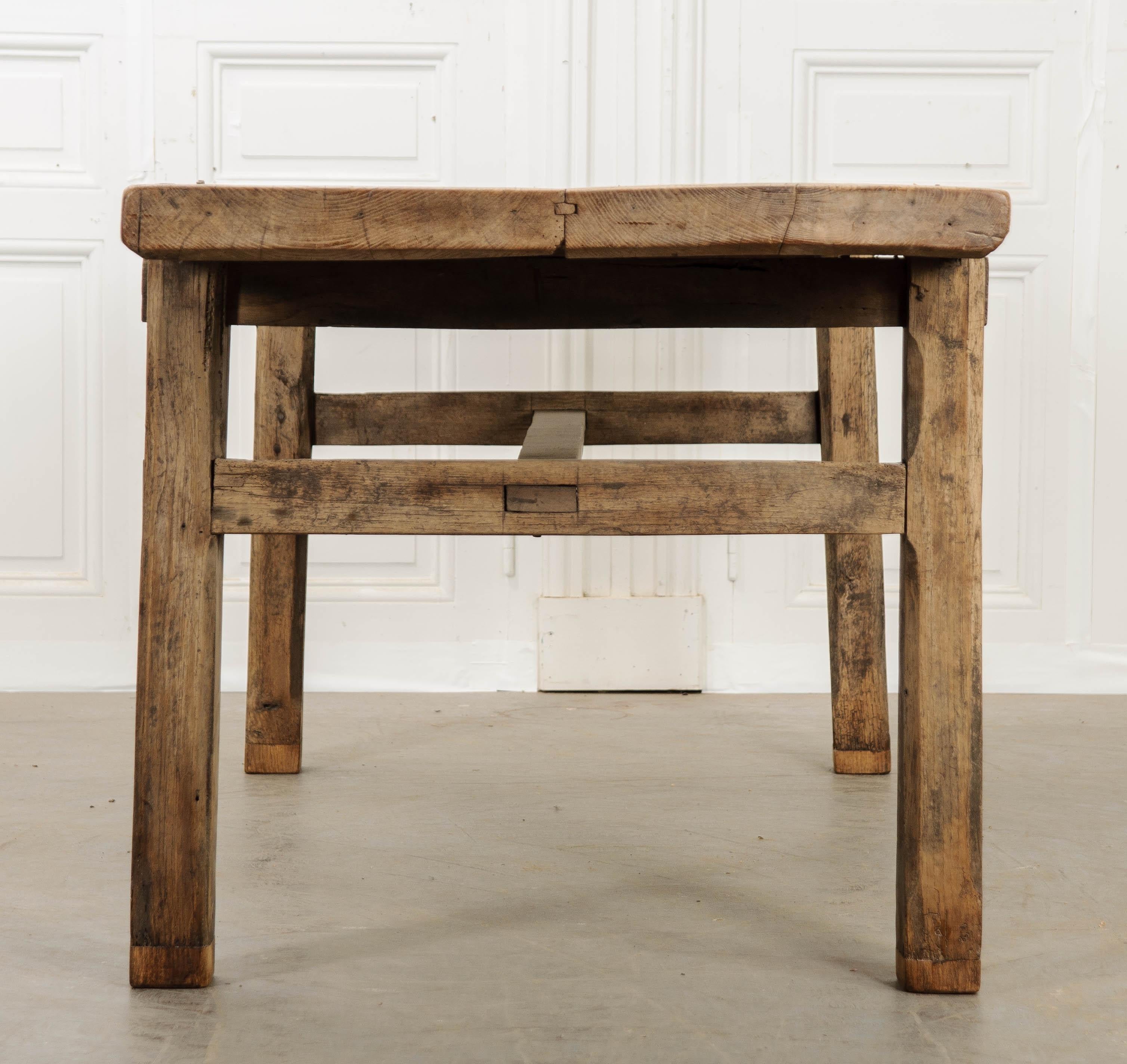 French Early 19th Century Bleached Oak Farm Table 4