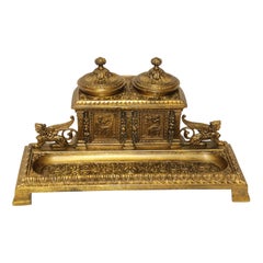 French Early 19th Century Bronze Grecian Style Pen and Ink Stand, circa 1830