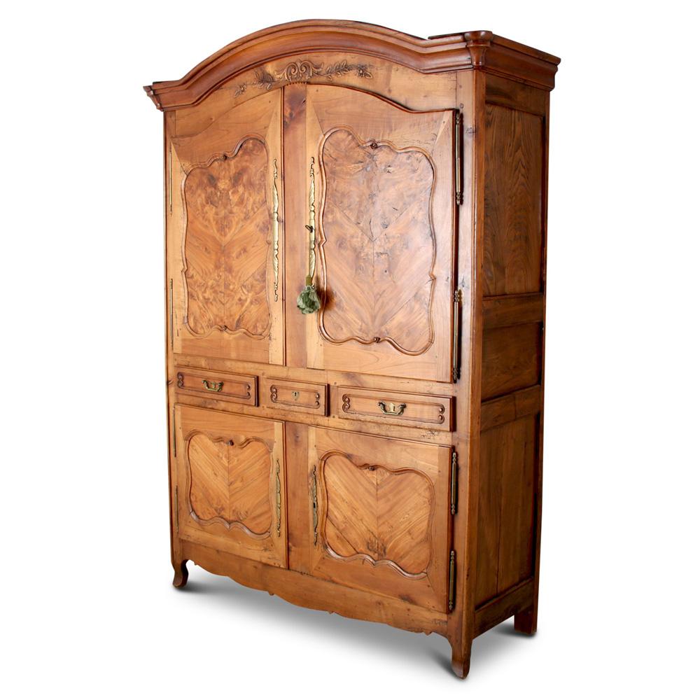 French Early 19th Century Cabinet 'Deux Corps' with Solid Burl Panels In Good Condition In Vancouver, British Columbia