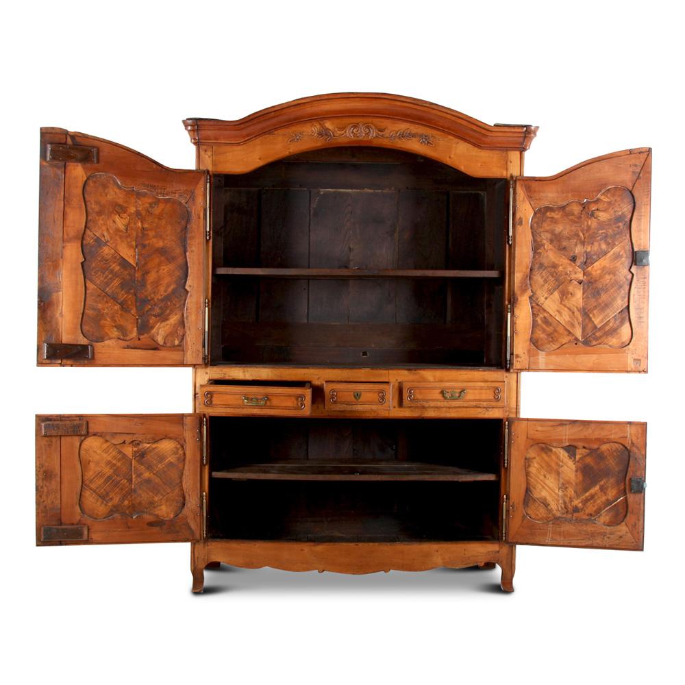 French Early 19th Century Cabinet 'Deux Corps' with Solid Burl Panels 1