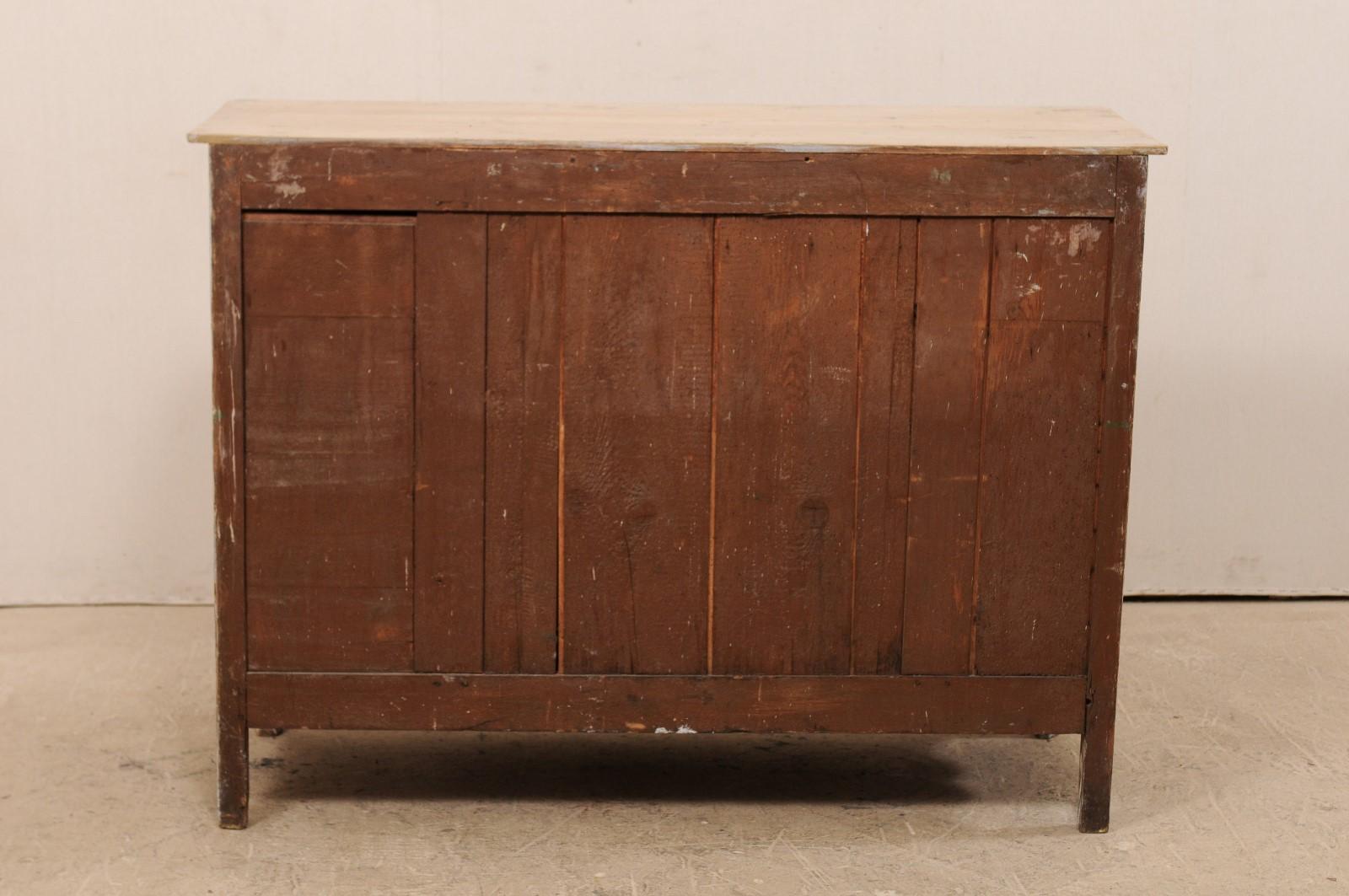 French Early 19th C. Carved & Painted Wood Buffet w/ Beautifully Scalloped Skirt 6