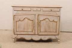 French Early 19th C. Carved & Painted Wood Buffet w/ Beautifully Scalloped Skirt