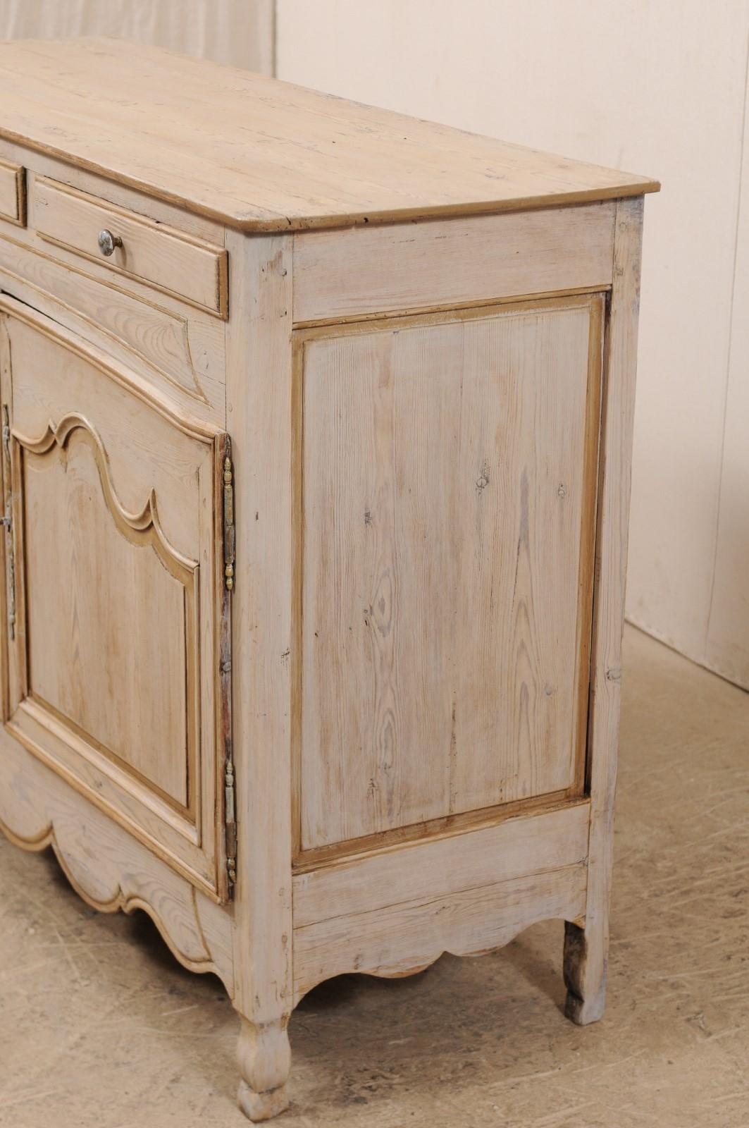 19th Century French Early 19th C. Carved & Painted Wood Buffet w/ Beautifully Scalloped Skirt