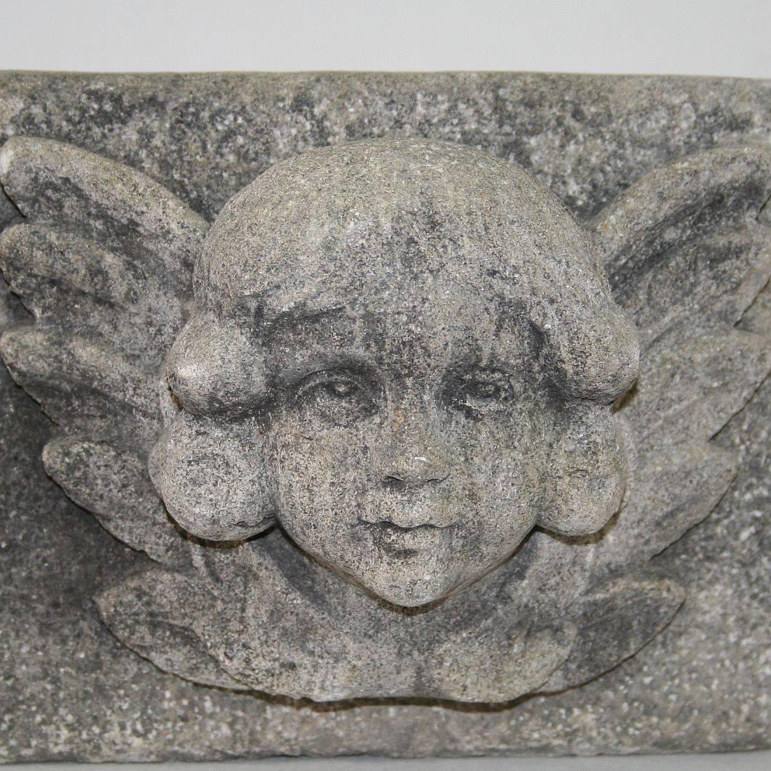 French Early 19th Century Carved Stone Angel Head Ornaments 10