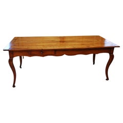 French Early 19th Century Cherry Farm House Table with Cabriole Legs