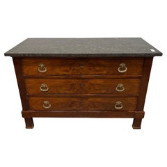 19th Century French Commode, Flamed Mahogany, Black Marble Top