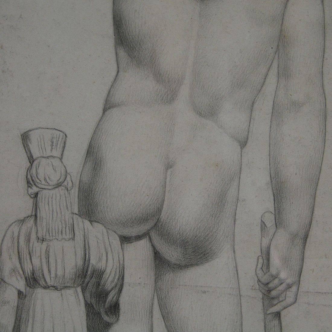 French Early 19th Century Drawing of Male Nudes 7