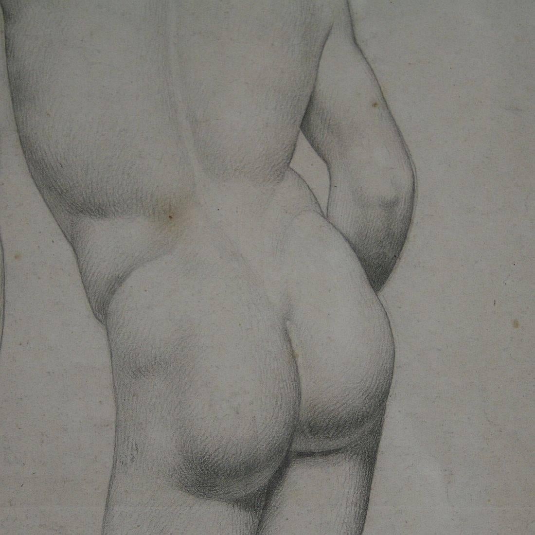 French Early 19th Century Drawing of Male Nudes 8