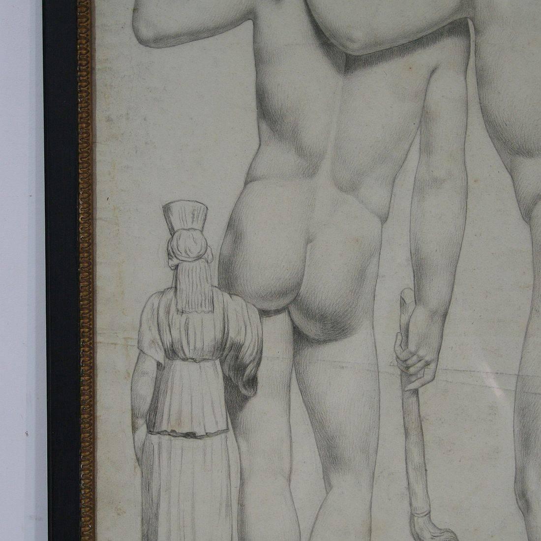 French Early 19th Century Drawing of Male Nudes 1