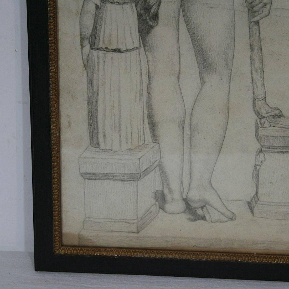 French Early 19th Century Drawing of Male Nudes 3