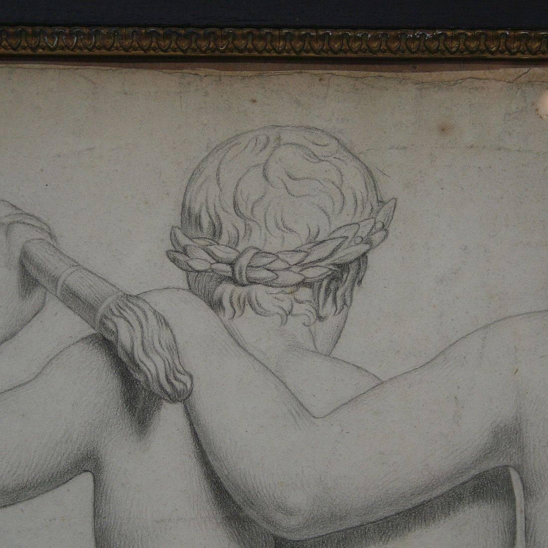 French Early 19th Century Drawing of Male Nudes 5