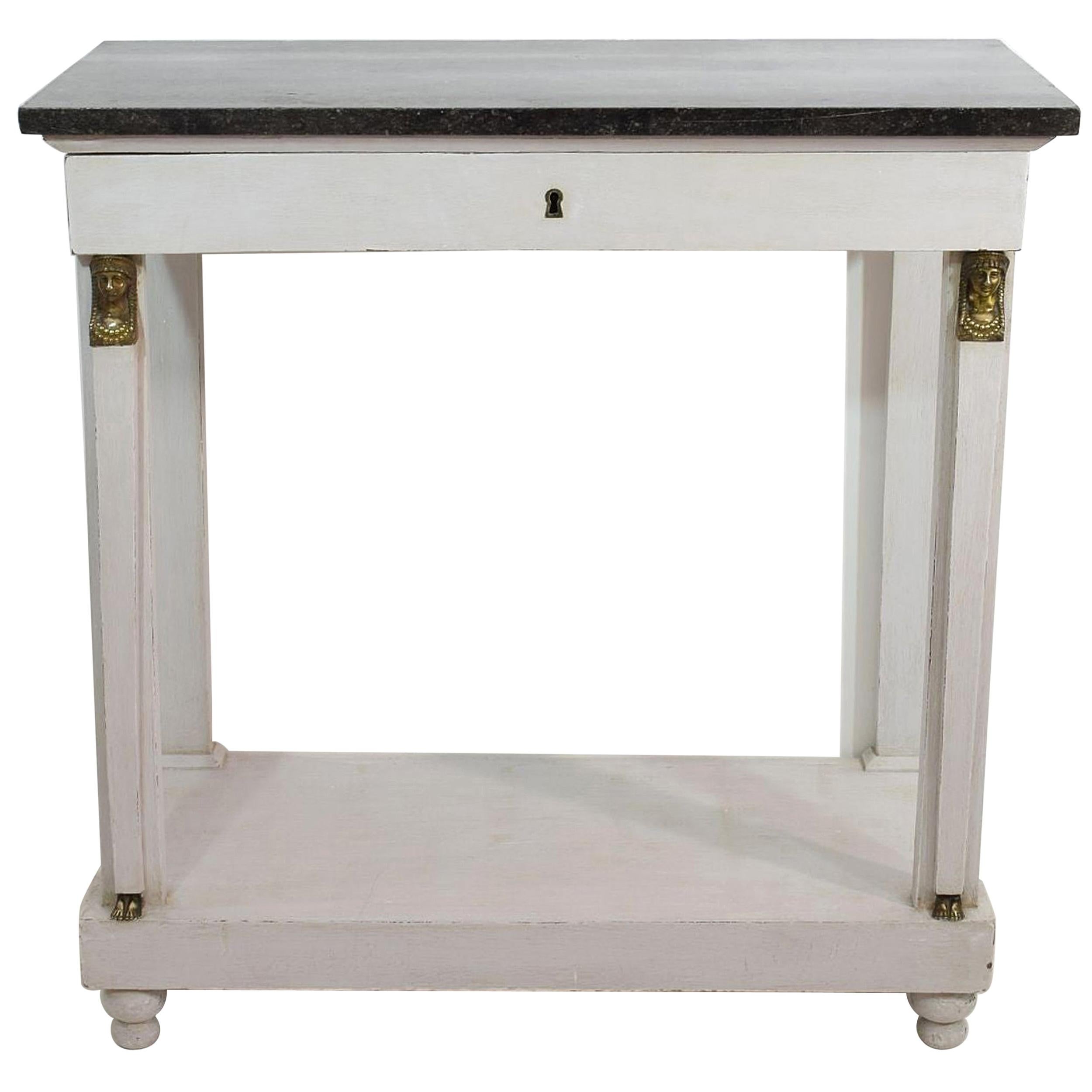 French Early 19th Century Empire Marble-Top Console Table