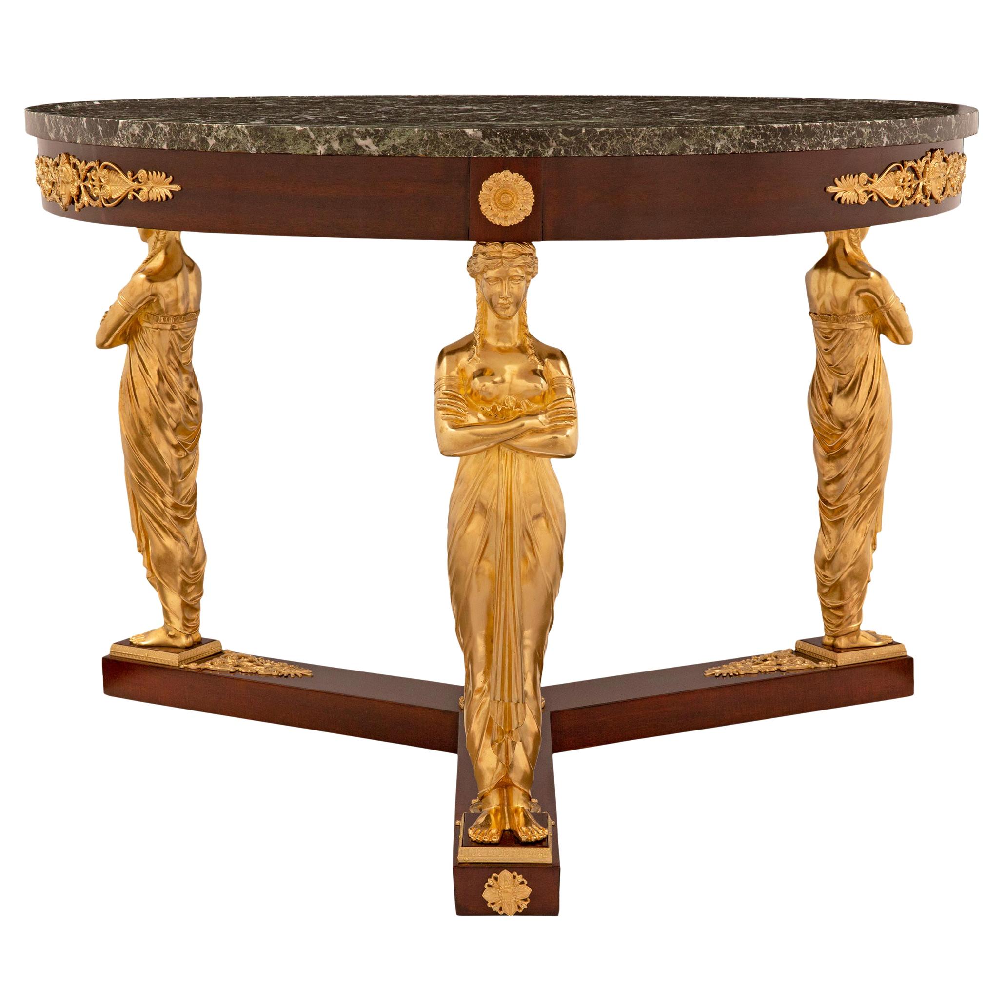 French Early 19th Century Empire Neoclassical Style Center Table For Sale
