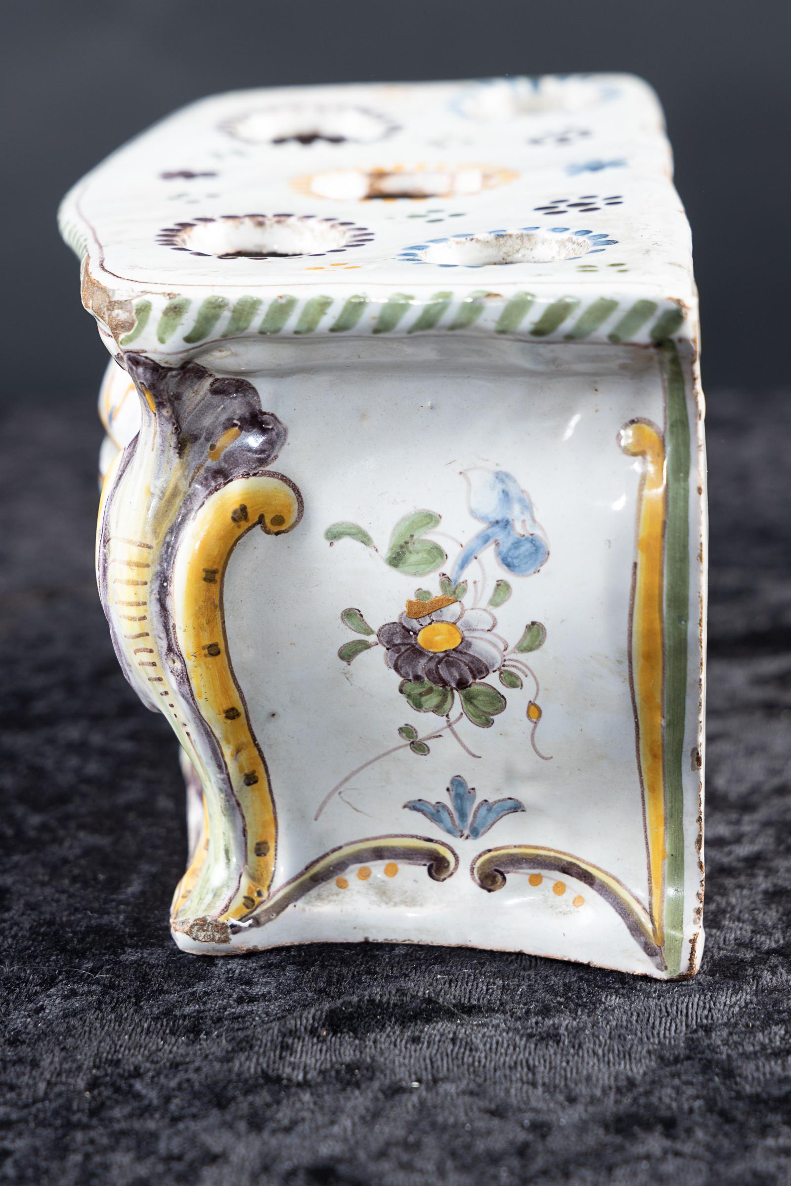 French Early 19th Century Faience Wall Pocket after Louis XV Bombe` Chest In Good Condition For Sale In New Orleans, LA
