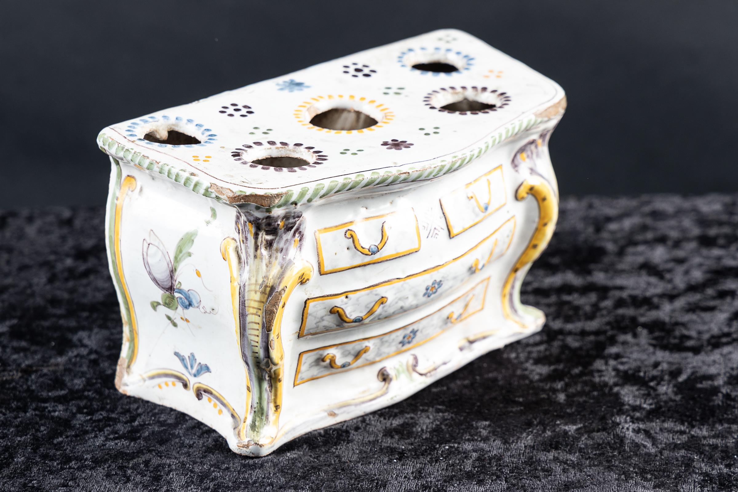 French Early 19th Century Faience Wall Pocket after Louis XV Bombe` Chest For Sale 2