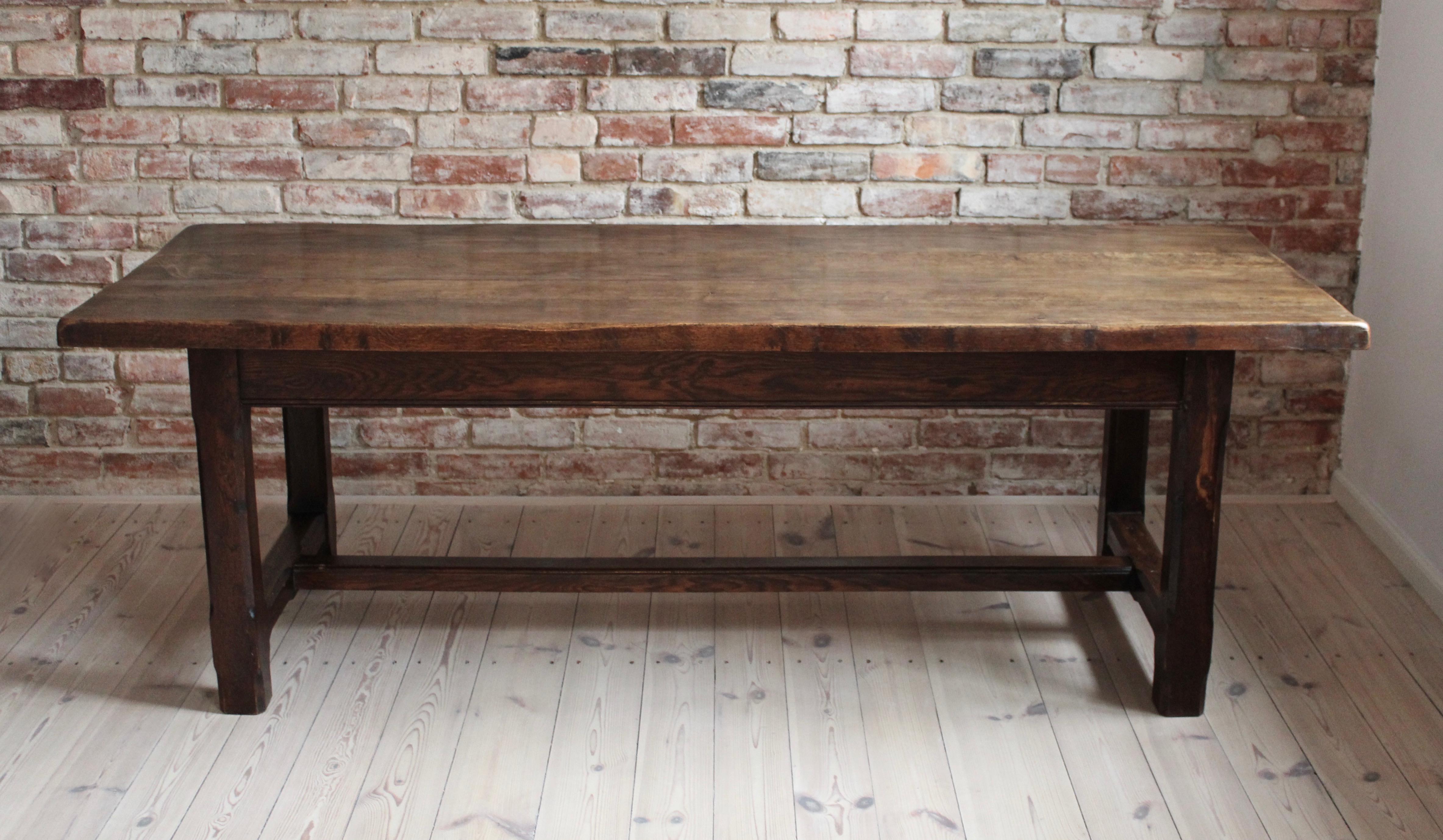 French, late 19th or early 20th Century Farm Dining Table, Solid Oak 6