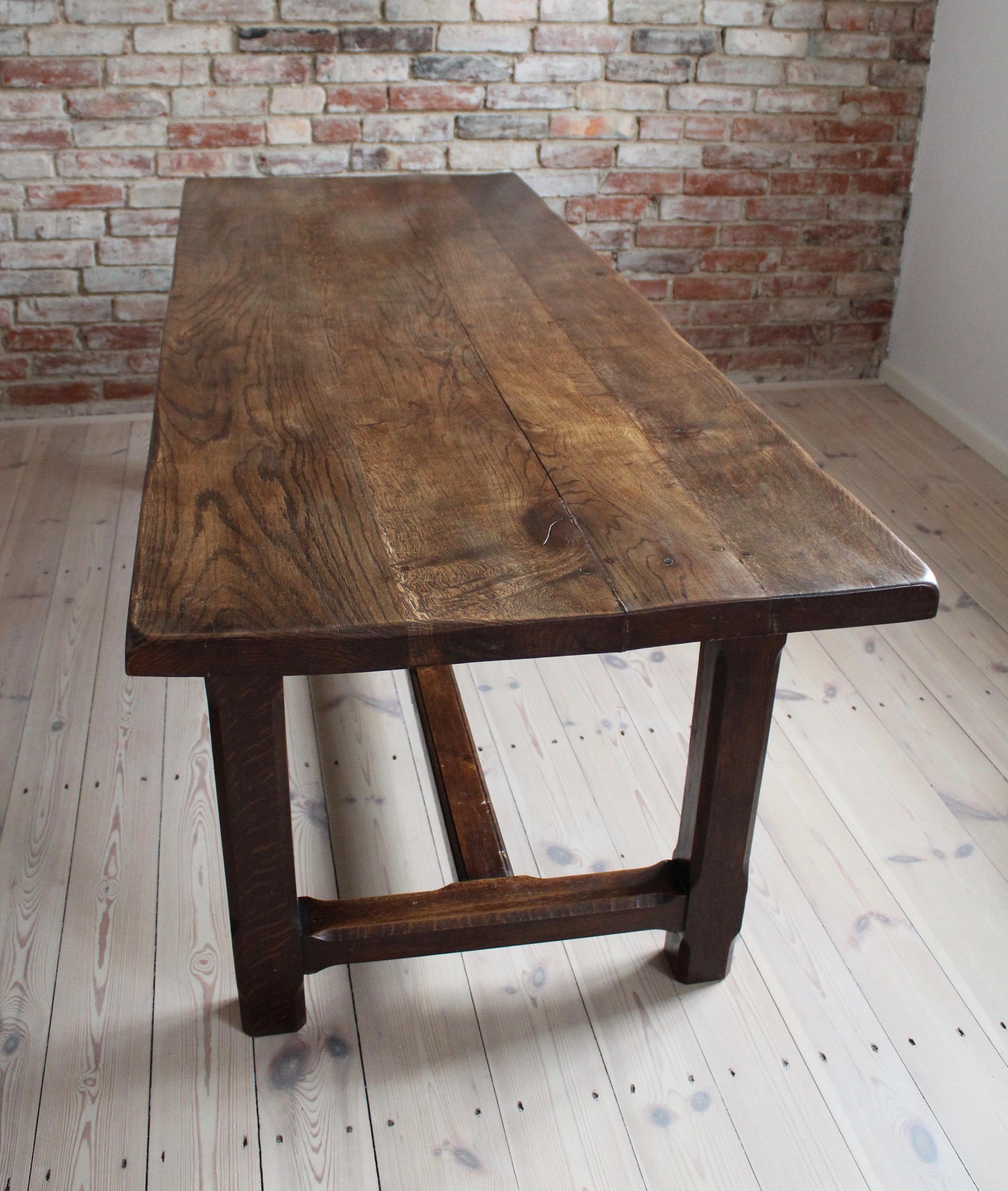 French, late 19th or early 20th Century Farm Dining Table, Solid Oak 9