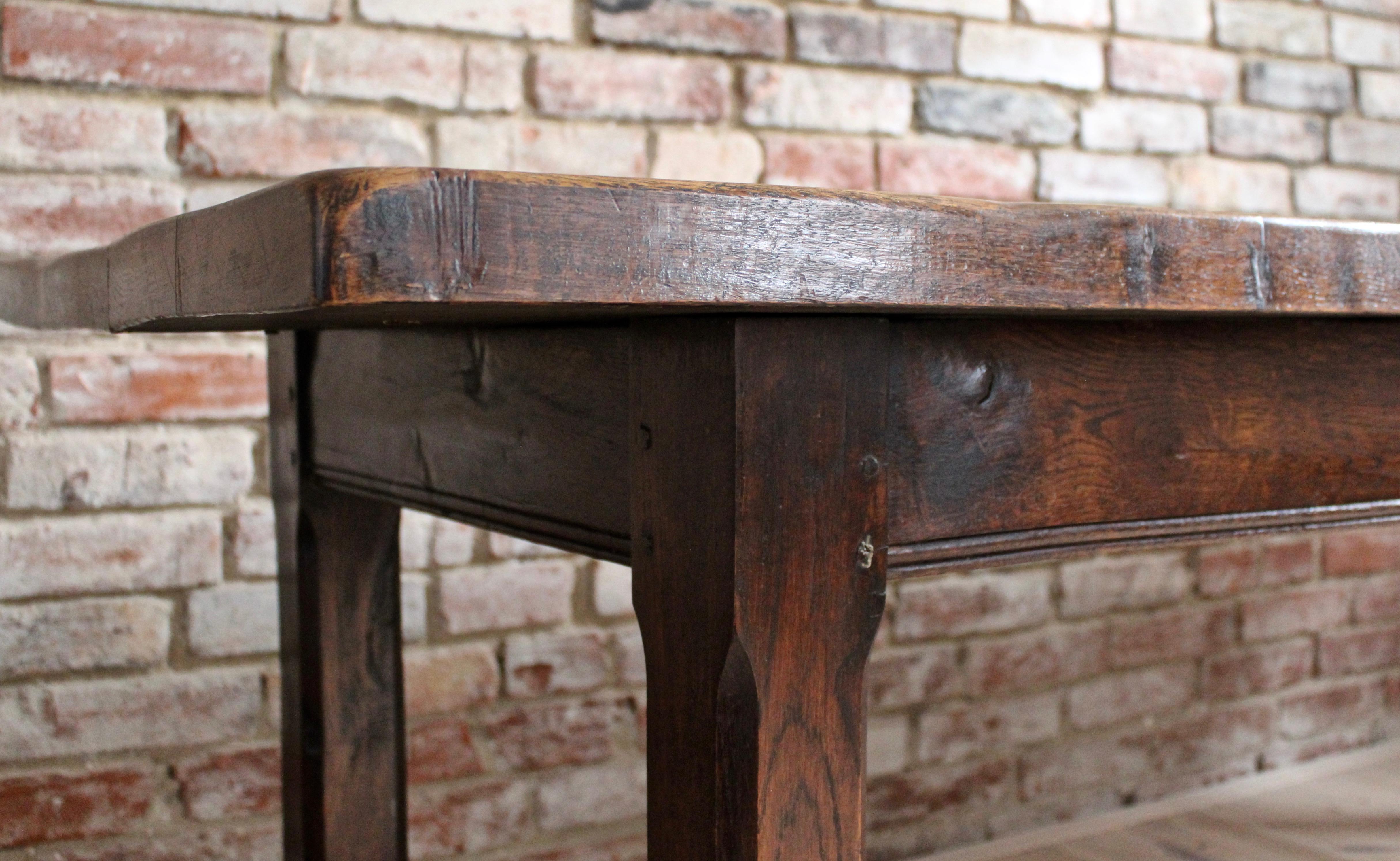 French, late 19th or early 20th Century Farm Dining Table, Solid Oak 2