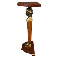 French Early 19th Century First Empire Mahogany, and Giltwood Demilune Consoles