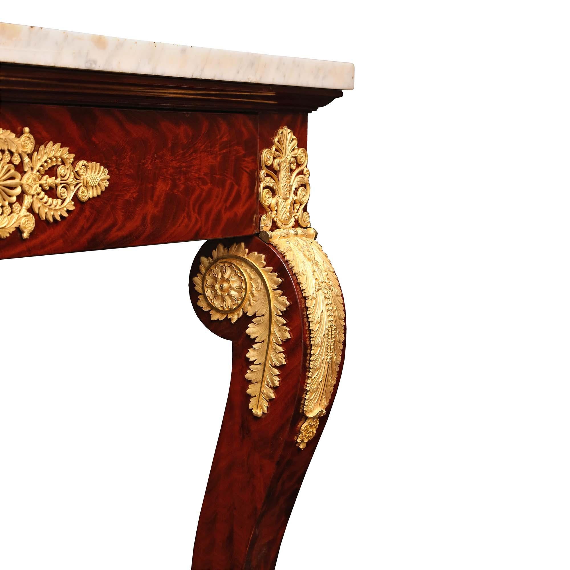 French Early 19th Century First Empire Period Mahogany and Ormolu Console For Sale 1