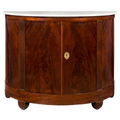French Early 19th Century Flamed Mahogany Demilune Console Cabinet