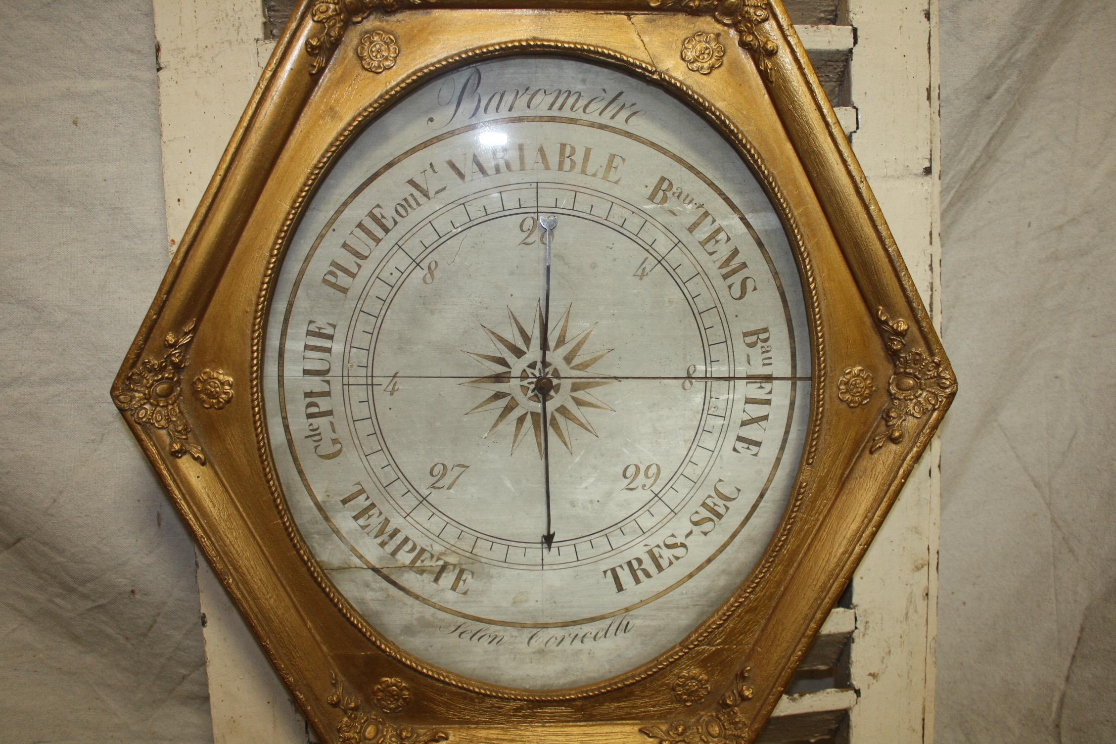 Giltwood French Early 19th Century Gilt Barometer For Sale