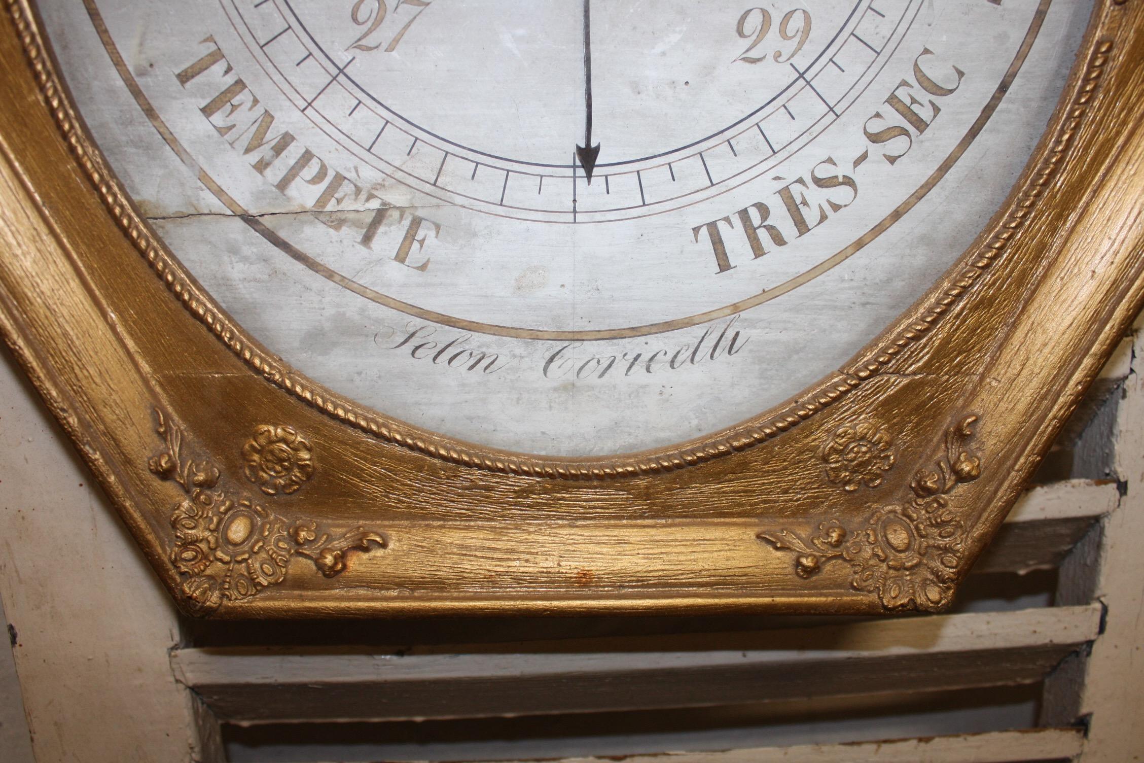 French Early 19th Century Gilt Barometer For Sale 1