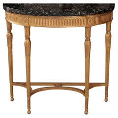 French Early 19th Century Gilt Demilune Console