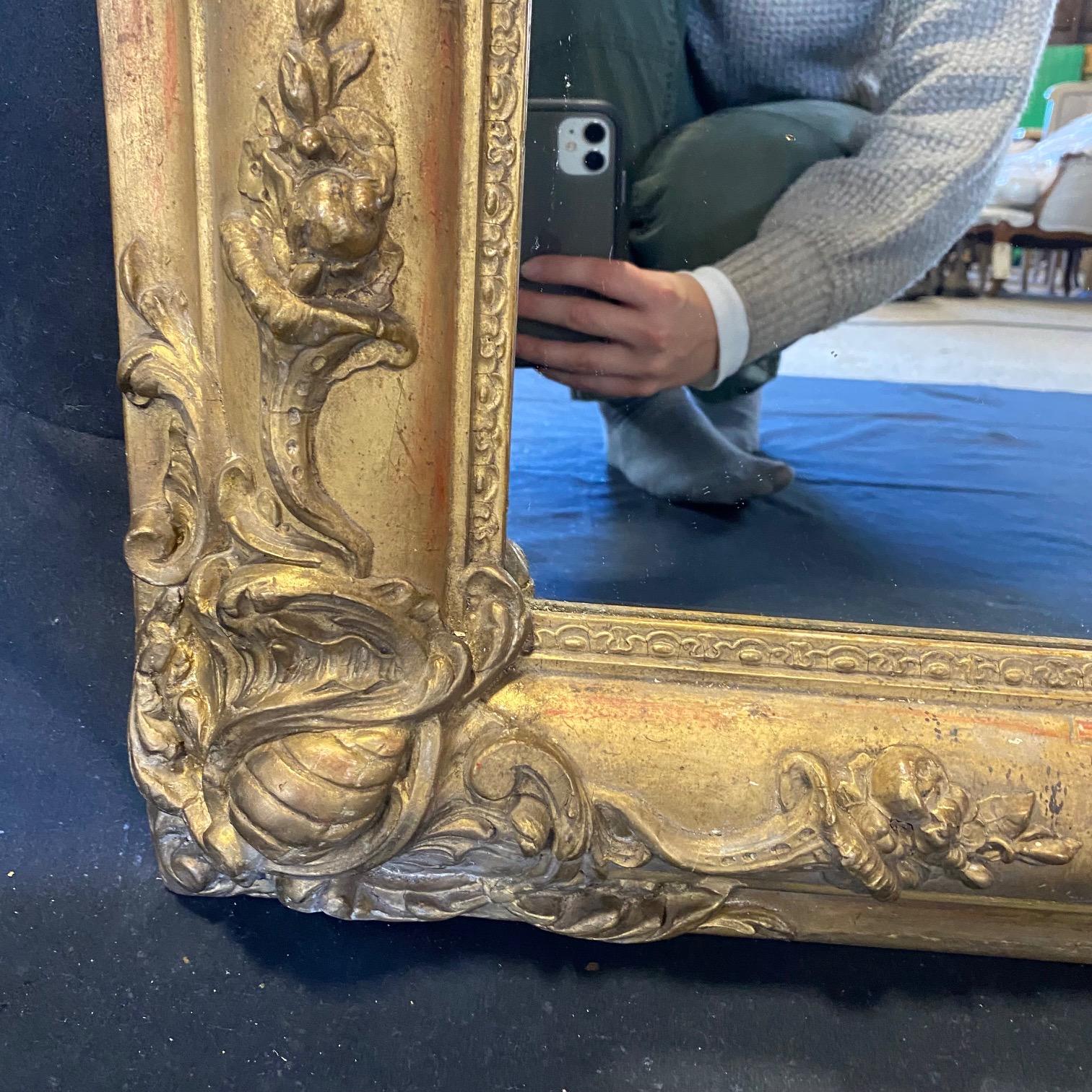 French Early 19th Century Gold Gilt Neoclassical Renaissance Mirror from Paris For Sale 8