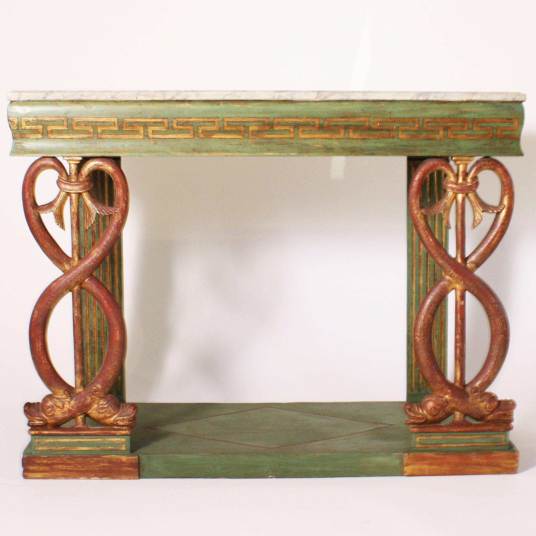 French early 19th century hand painted neoclassical console with faux marbre.
$16,500.