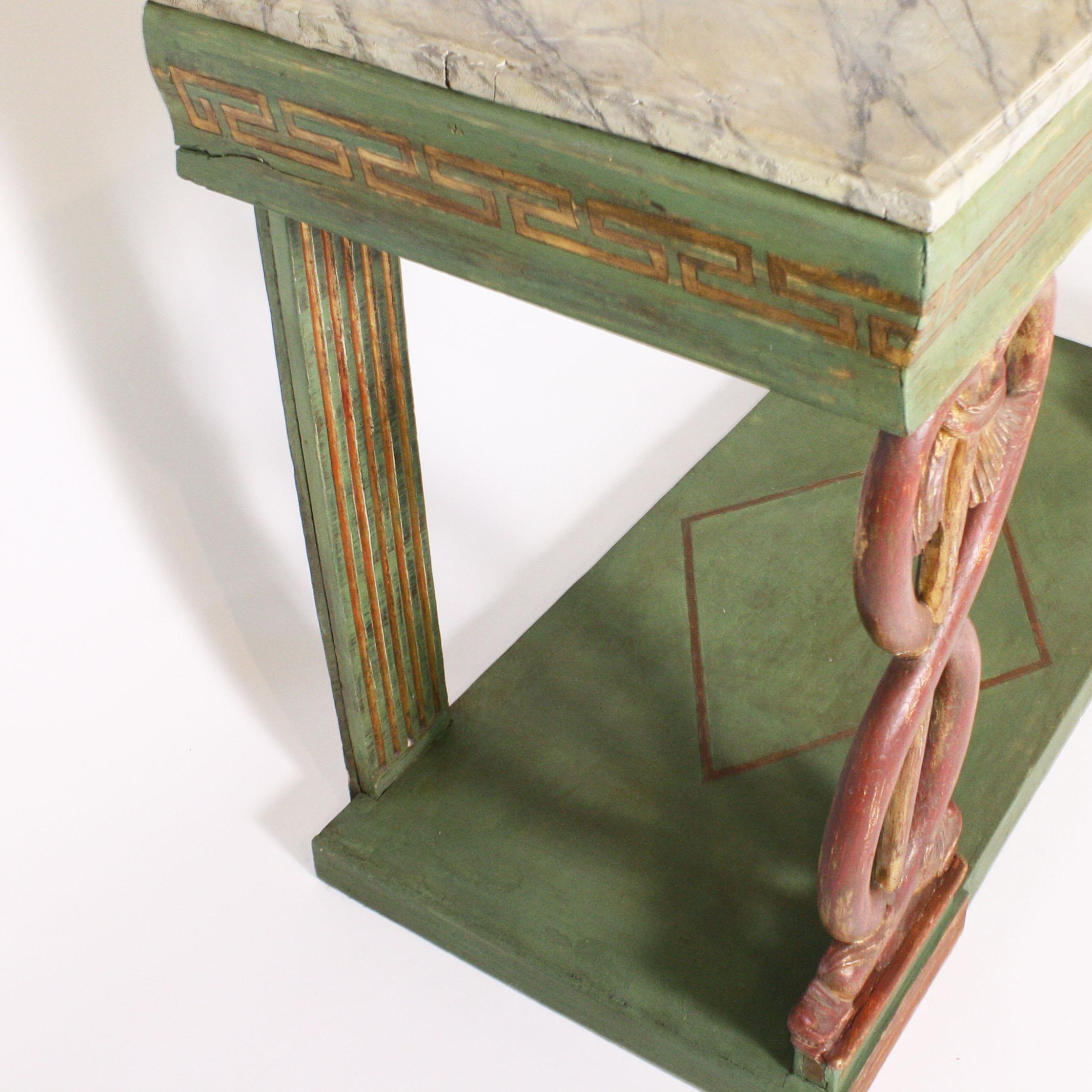 Early 20th Century French Early 19th Century Hand Painted Neoclassical Console with Faux Marbre