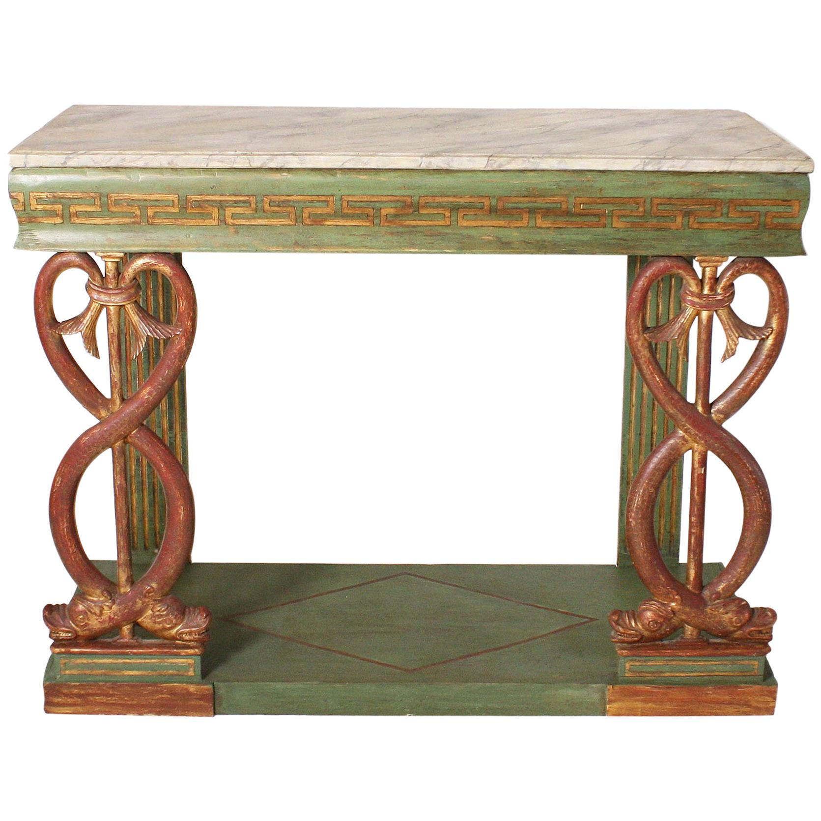 French Early 19th Century Hand Painted Neoclassical Console with Faux Marbre